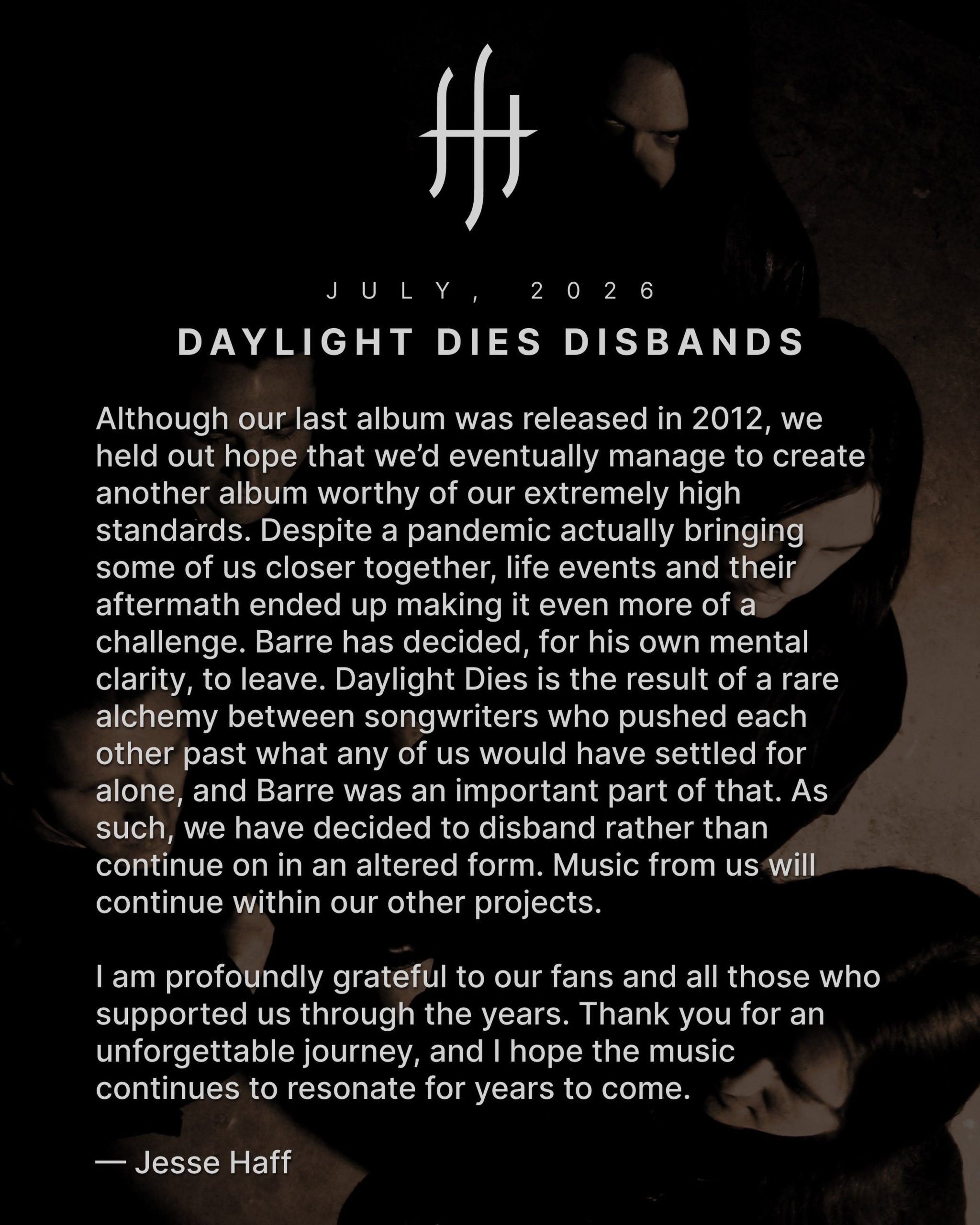 Daylight Dies'in Call It Quits haberinde kullanılan grup görseli.