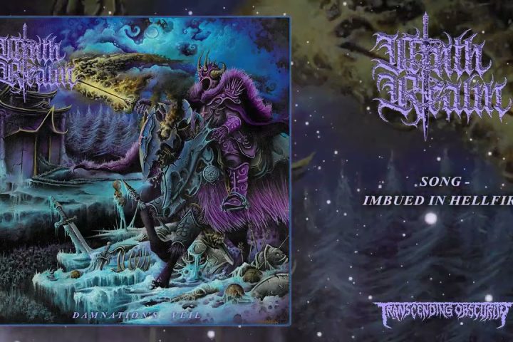 Ninth Realm'in Imbued In Hellfire resmî video karesinde alevler içindeki iskelet figürü